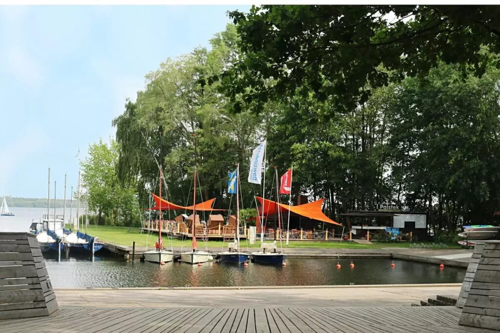 Segelboote und Wasser am Hafen des Wolziger See